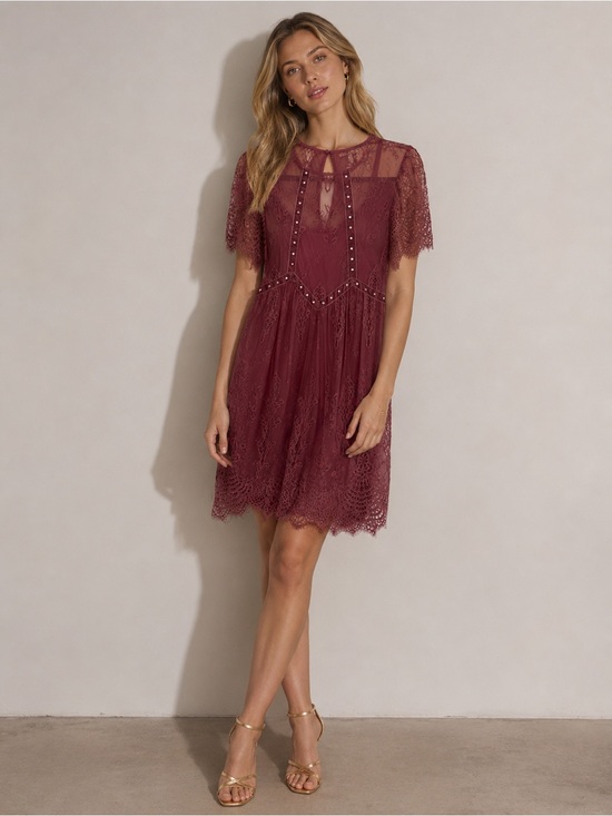 Topshop Dresses & Skirts - Topshop Burgundy Lace Mini Dress